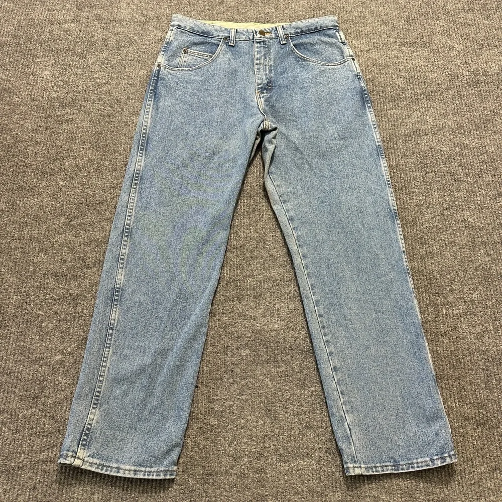 Vintage Wrangler Rugged Wear Jeans Mens Size 33x30 Blue Denim Classic Fit Cotton